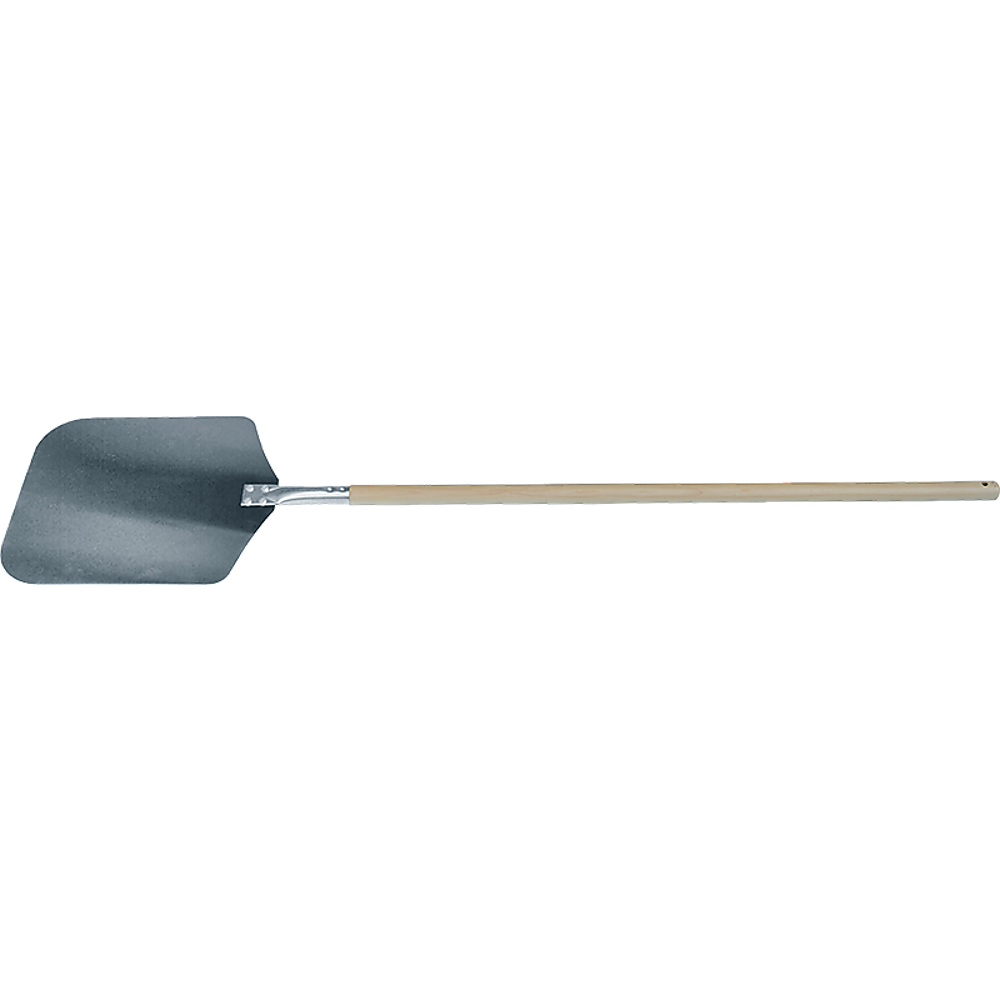 130cm Pizza Oven Peel Paddle with long wood handle, featuring a lightweight aluminum head for easy pizza serving.