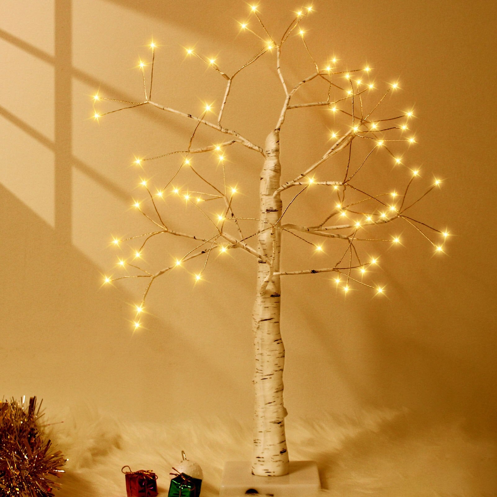 144/108 LED Night Lamp shaped like a Christmas tree, featuring copper wire fairy lights, ideal for bedroom and holiday decor.