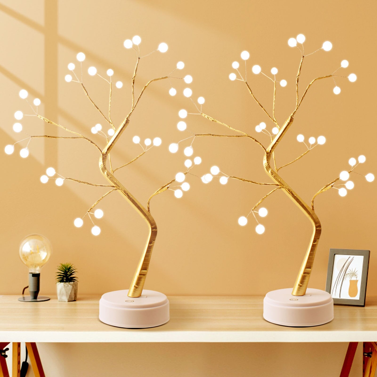 144/108 LED Night Lamp shaped like a Christmas tree, featuring copper wire fairy lights, ideal for bedroom and holiday decor.