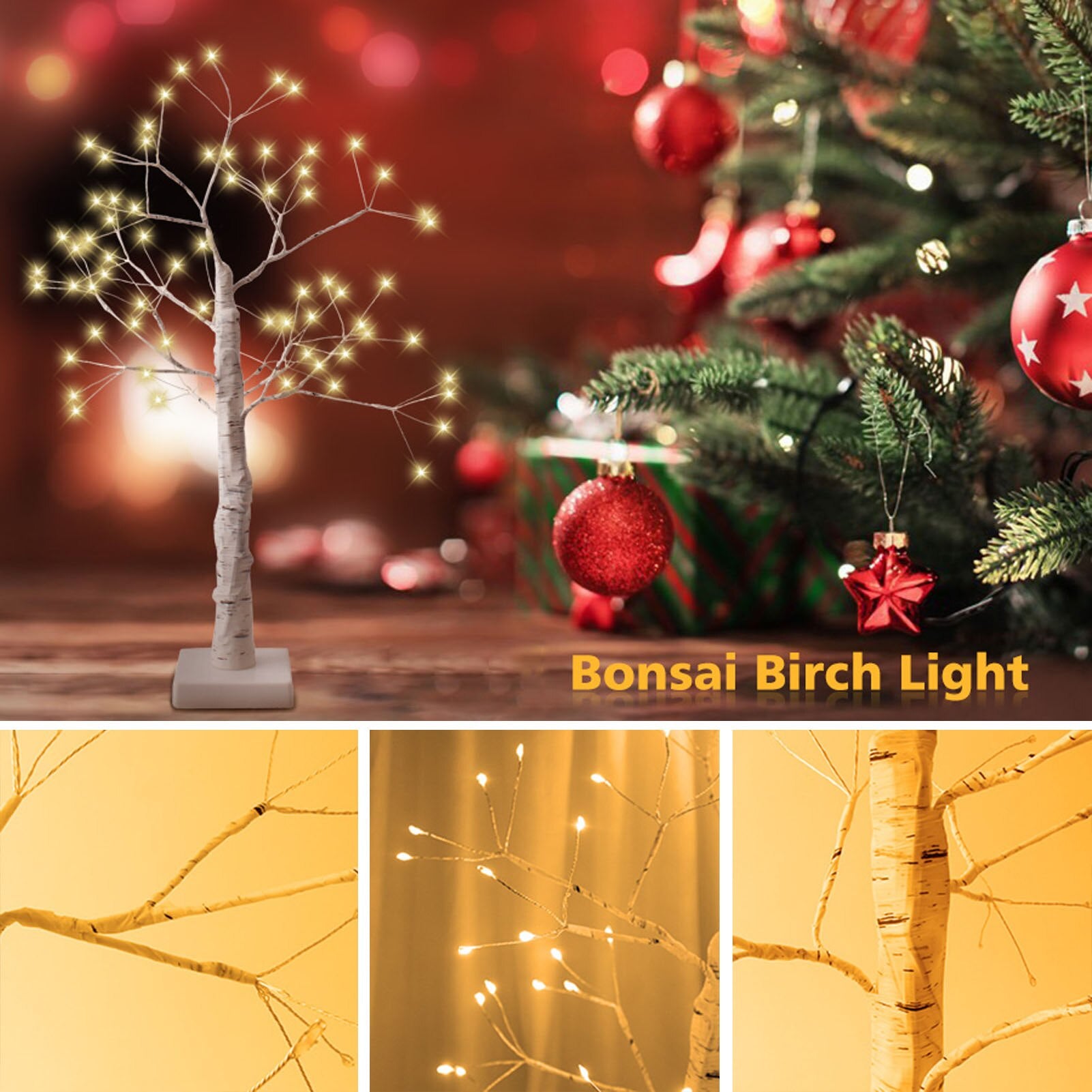 144/108 LED Night Lamp shaped like a Christmas tree, featuring copper wire fairy lights, ideal for bedroom and holiday decor.