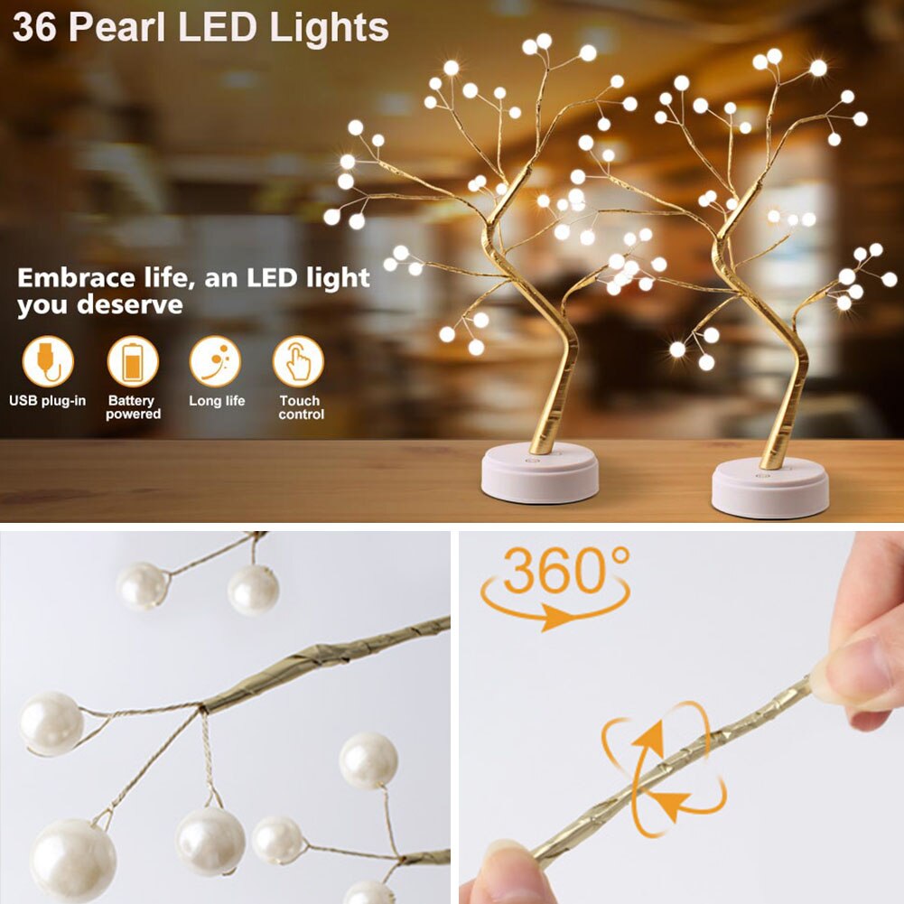 144/108 LED Night Lamp shaped like a Christmas tree, featuring copper wire fairy lights, ideal for bedroom and holiday decor.