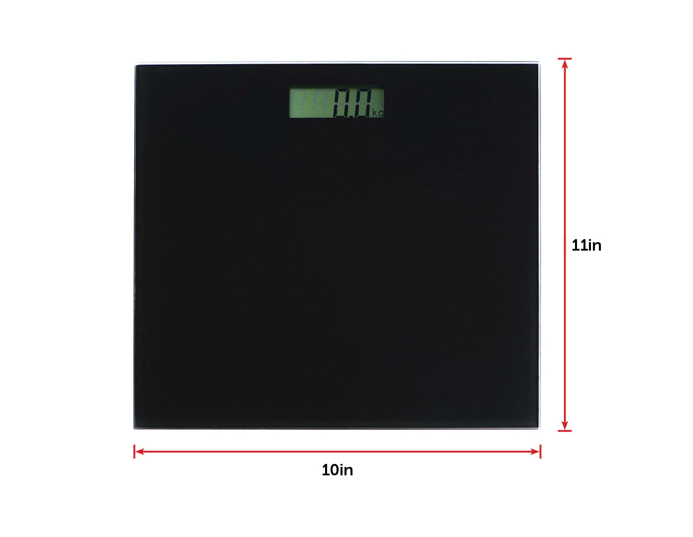 150KG Digital Bathroom Scale with sleek black glass design, featuring a digital display and low-profile structure.