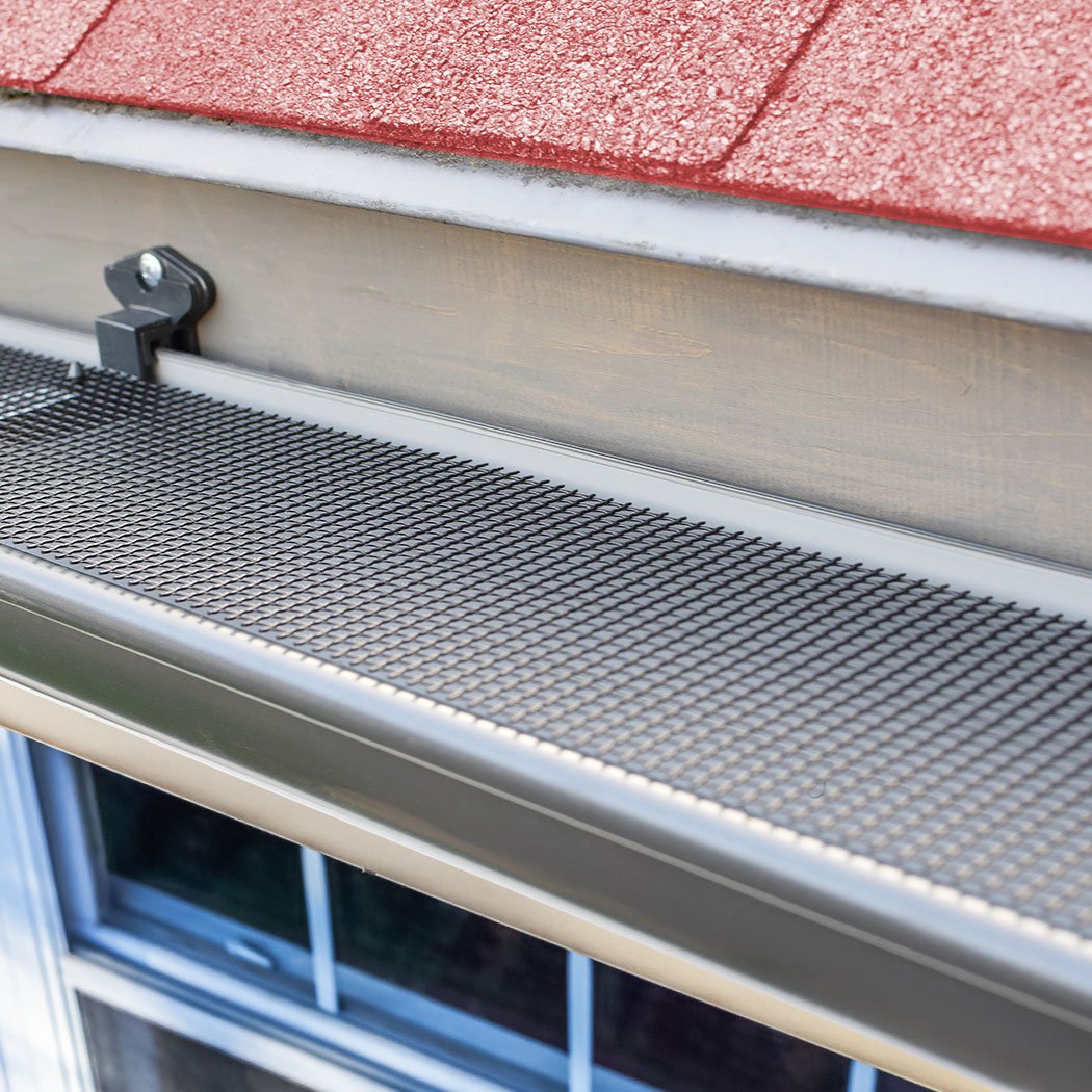 15m Aluminium Gutter Mesh Guard in silver, designed for effective leaf and debris protection for gutters.