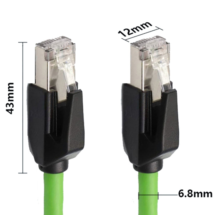 15m CAT6 Double Shielded Gigabit Industrial Cable with RJ-45 connector, showcasing its robust design and double shielding.