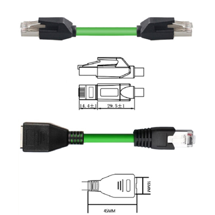 15m CAT6 Double Shielded Gigabit Industrial Cable with RJ-45 connector, showcasing its robust design and double shielding.