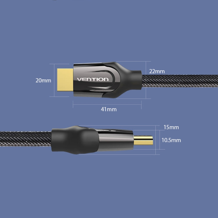 15m VenTion HDMI Round Cable showcasing its durable nylon braided design and gold-plated connectors for high-quality signal transmission.