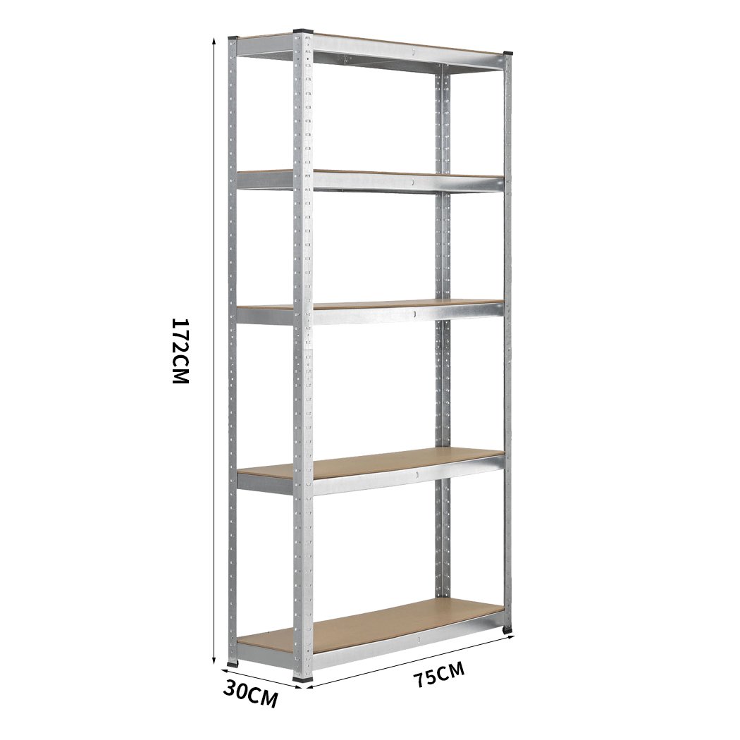 1.7M Metal Shelving Racking with 5 tiers, adjustable height, and sturdy MDF boards, ideal for garage storage.