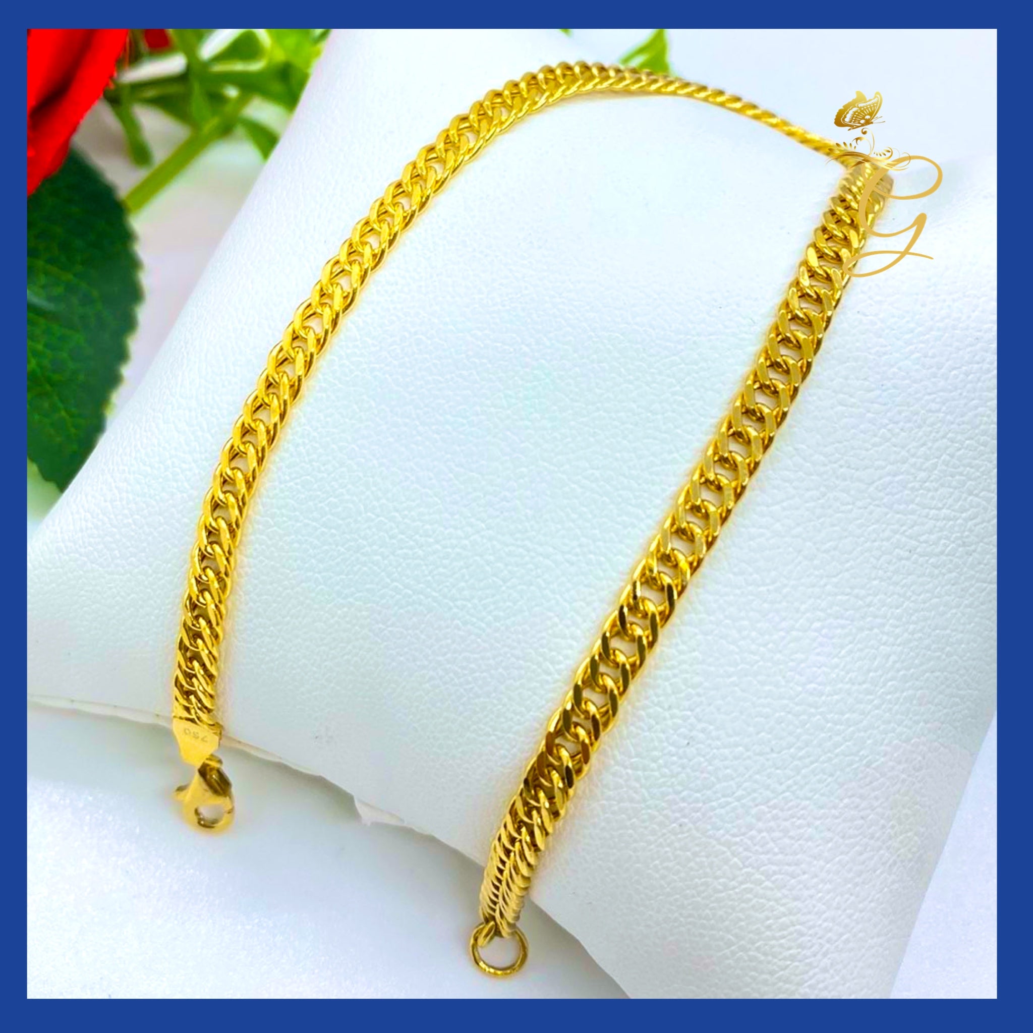 Elegant 18K Real Gold Curb Link Bracelet, 8.5 inches long, showcasing a classic curb link design in solid yellow gold.