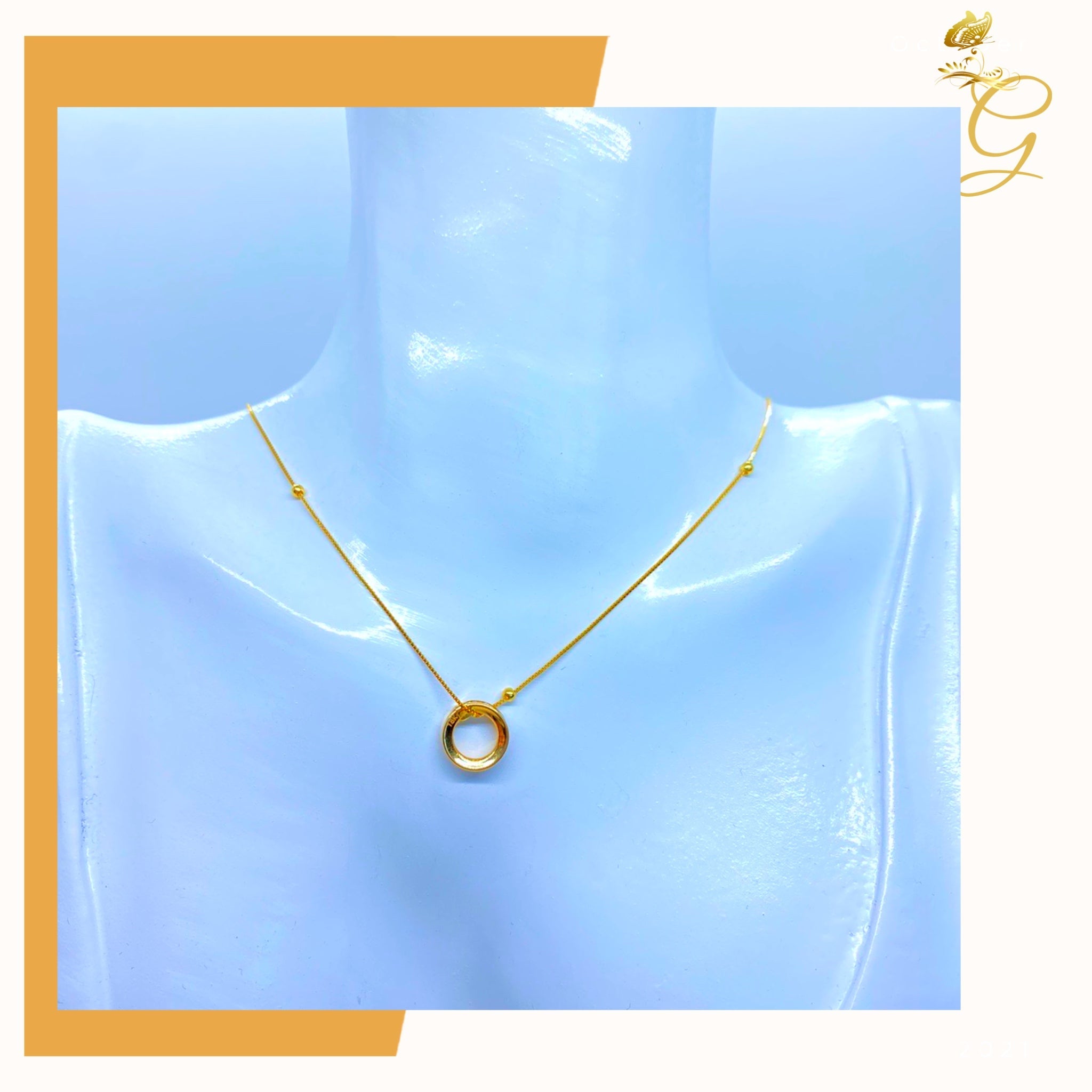 Elegant 18K real gold necklace, 18 inches long, showcasing its solid yellow gold design.