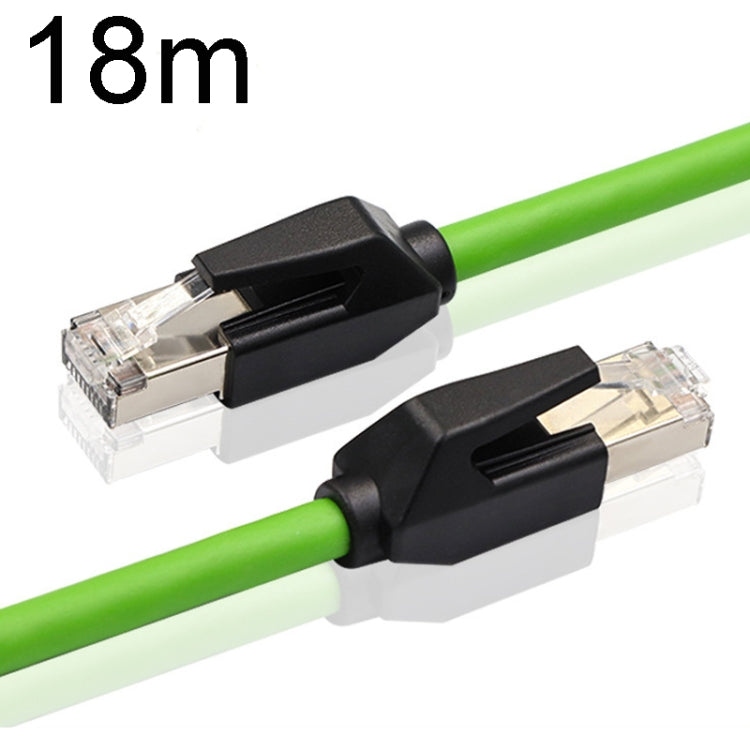 18m CAT6 Double Shielded Gigabit Industrial Cable with RJ-45 connector, showcasing its robust design and double shielding for enhanced performance.