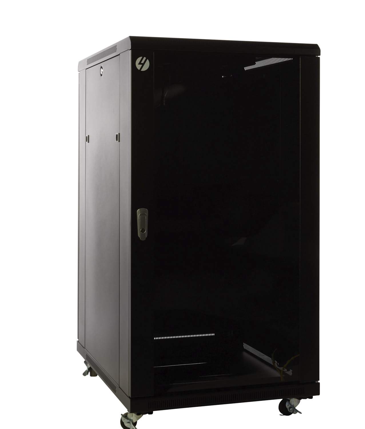 18RU 600mm Wide x 1000mm Deep Server Rack with lockable door and removable side panels, showcasing its sturdy construction and design.