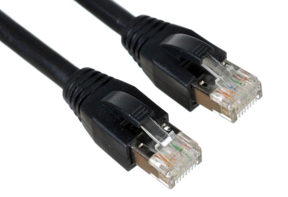 1M Cat 6 Outdoor FTP UV Gigabit Ethernet Network Cable with black PE sheath, designed for outdoor use and high-speed connectivity.