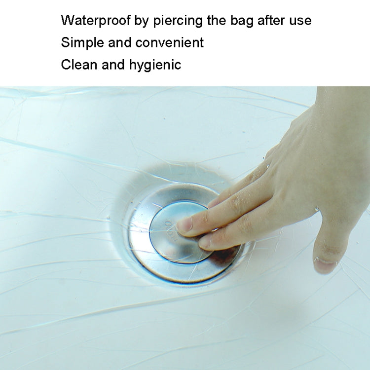 A thickened disposable bath bag designed for bathtubs, showcasing its waterproof and leak-proof features.