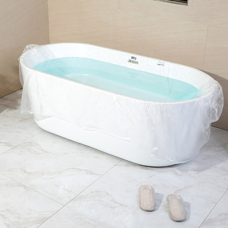 A thickened disposable bath bag designed for bathtubs, showcasing its waterproof and leak-proof features.