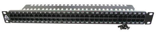 1RU 60X CAT3 Ports 19” Patch Panel with durable steel construction, designed for telephone cabling applications.