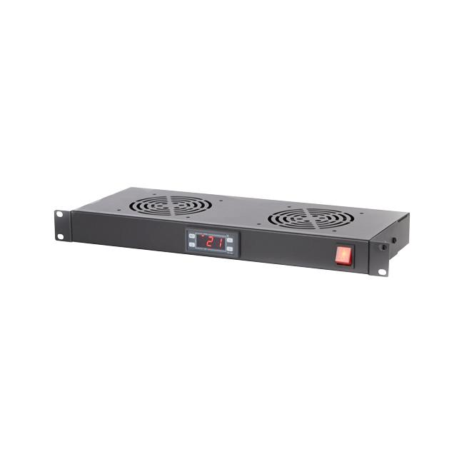 1RU Digital Temperature Unit with 2 Way Cooling Fans, designed for efficient cooling in server racks.