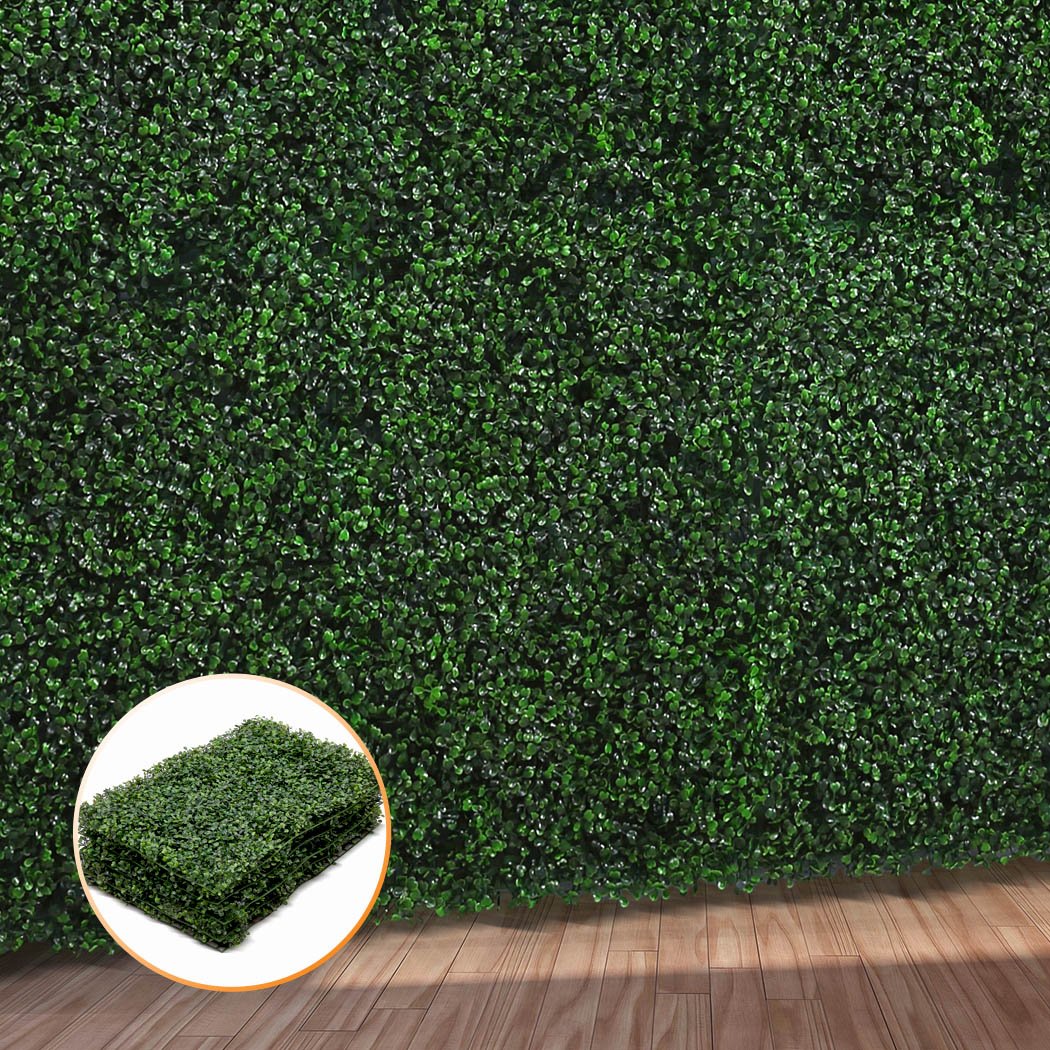 Artificial Boxwood Hedge panel showcasing lush green foliage, ideal for vertical gardens and decorative fencing.