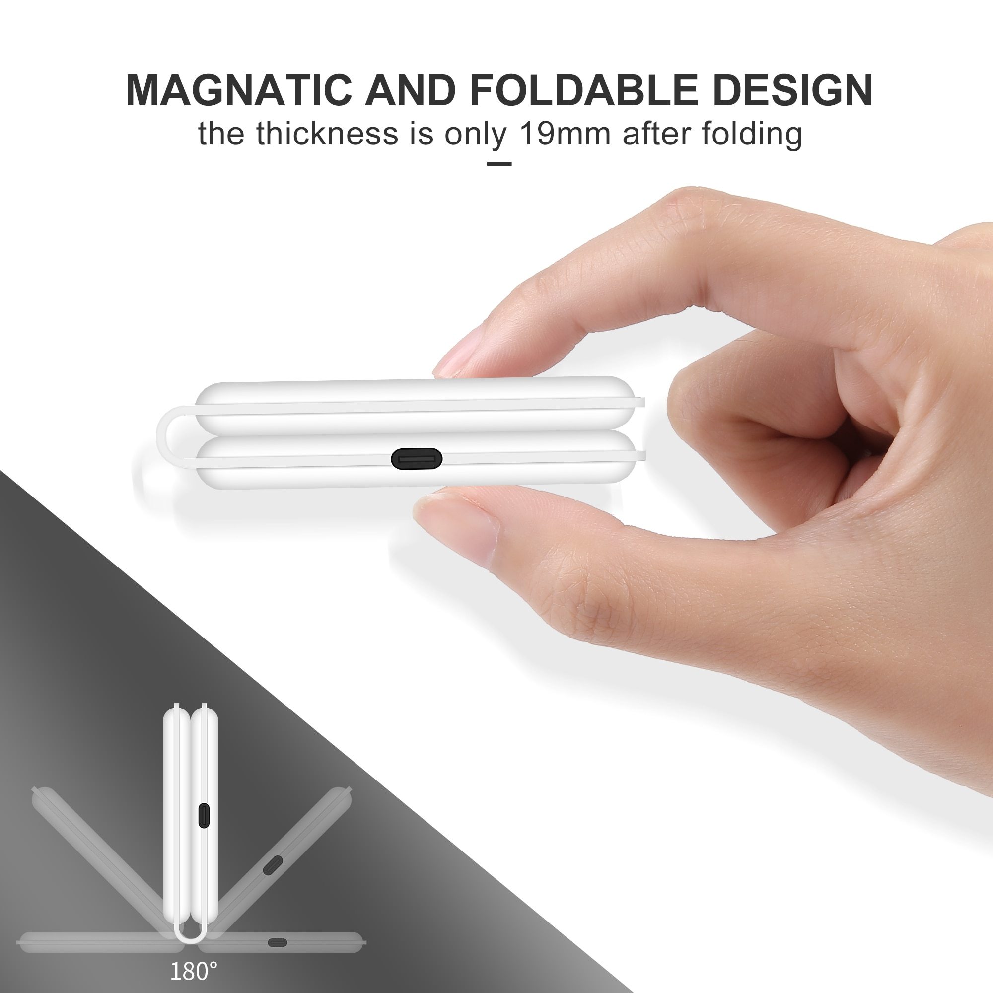 2 In1 Folding Duo Magnetic 15W Qi Wireless Charger Dock designed for iPhone 12, featuring a sleek and portable design for fast wireless charging.