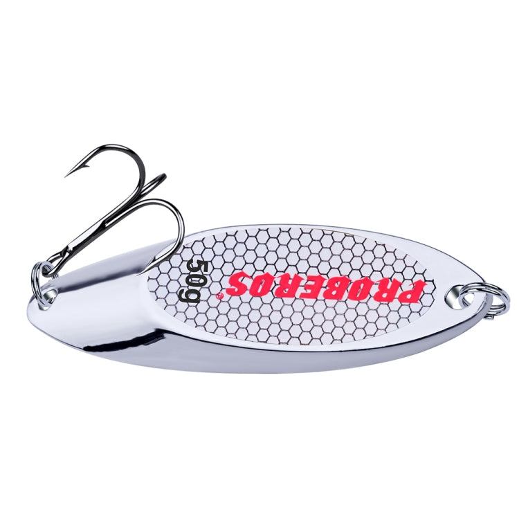 Two 50g PROBEROS DW342 VIB Metal Sequins lures in silver, designed for freshwater and seawater fishing.