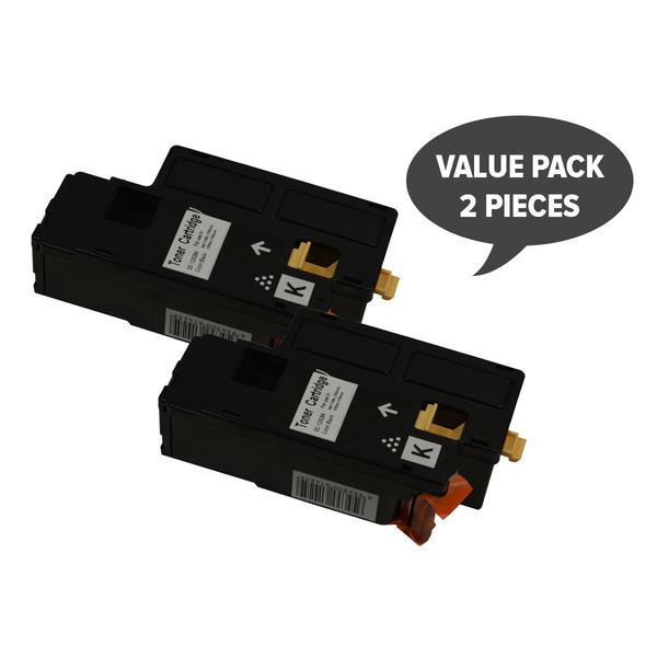 Two black toner cartridges designed for laser printers, showcasing premium quality and compatibility.