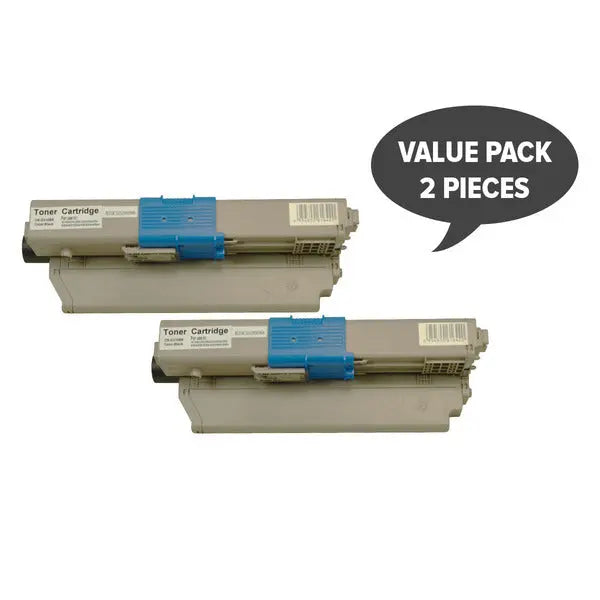 Two premium generic black toner cartridges for C310 printers, showcasing their sleek design and high-quality build.