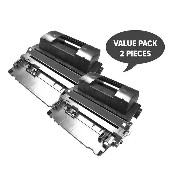 Two CC364X HP #64X Black Premium Generic Toner cartridges, designed for high-quality printing.