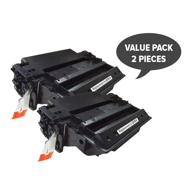 Two Q7551X HP #51X Black Premium Generic Laser Toner cartridges, designed for high-quality printing.