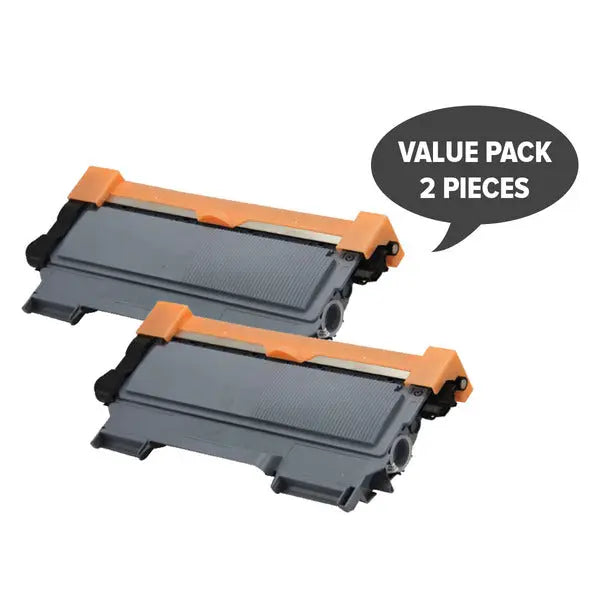 Two TN-2250 Black Premium Generic Toner Cartridges, designed for high-quality laser printing.