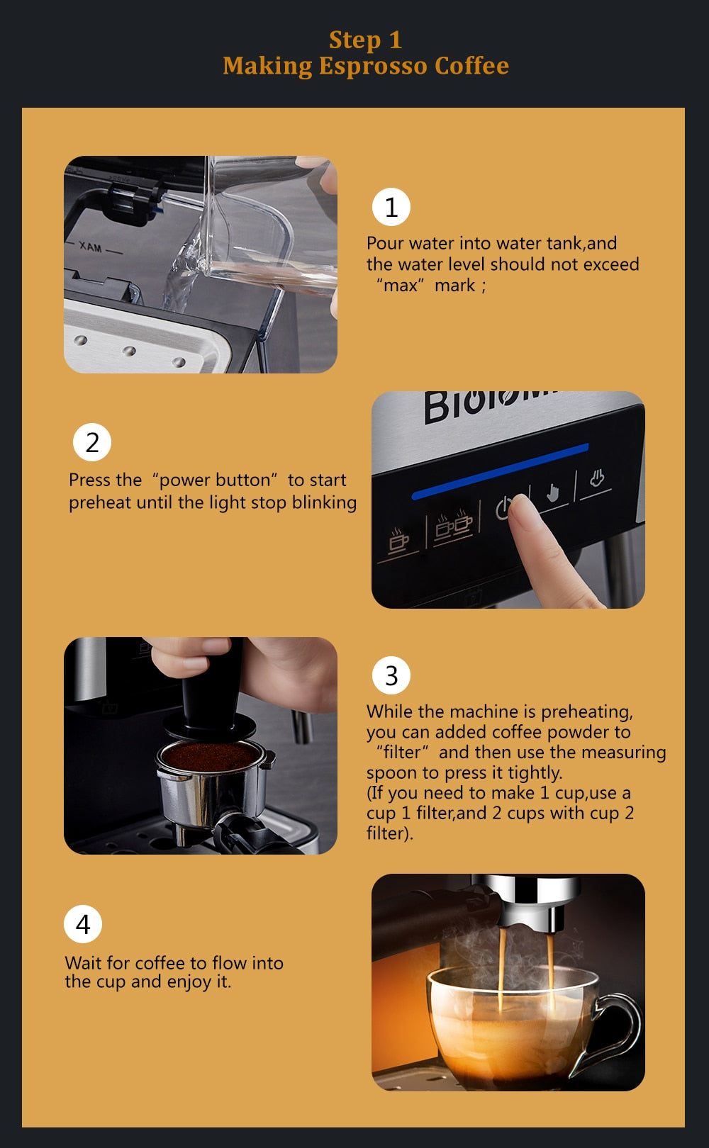 20 Bar Italian Type Espresso Coffee Maker Machine with Milk Frother, showcasing its sleek design and functional features.