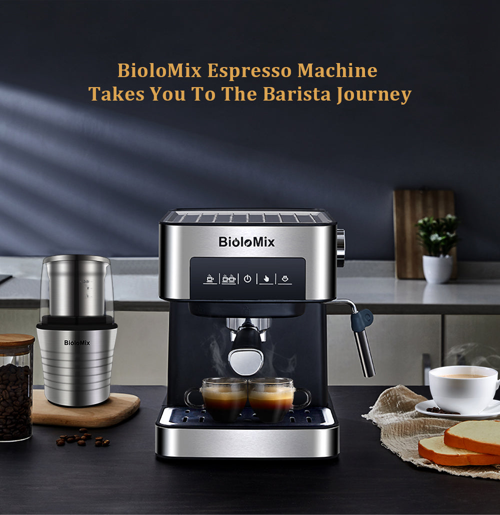 20 Bar Italian Type Espresso Coffee Maker Machine with Milk Frother, showcasing its sleek design and functional features.