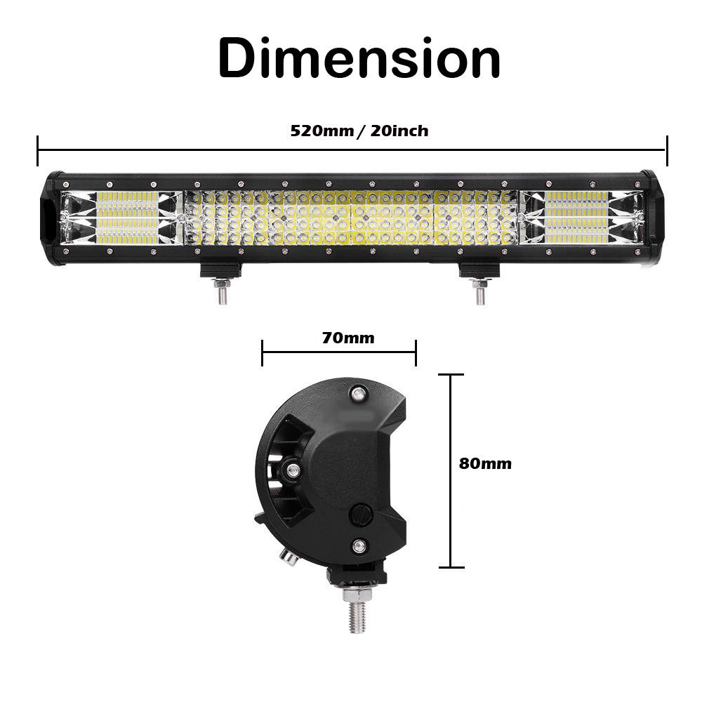 20 inch Philips LED Light Bar with quad row combo beam, showcasing durable construction and adjustable mounting brackets.