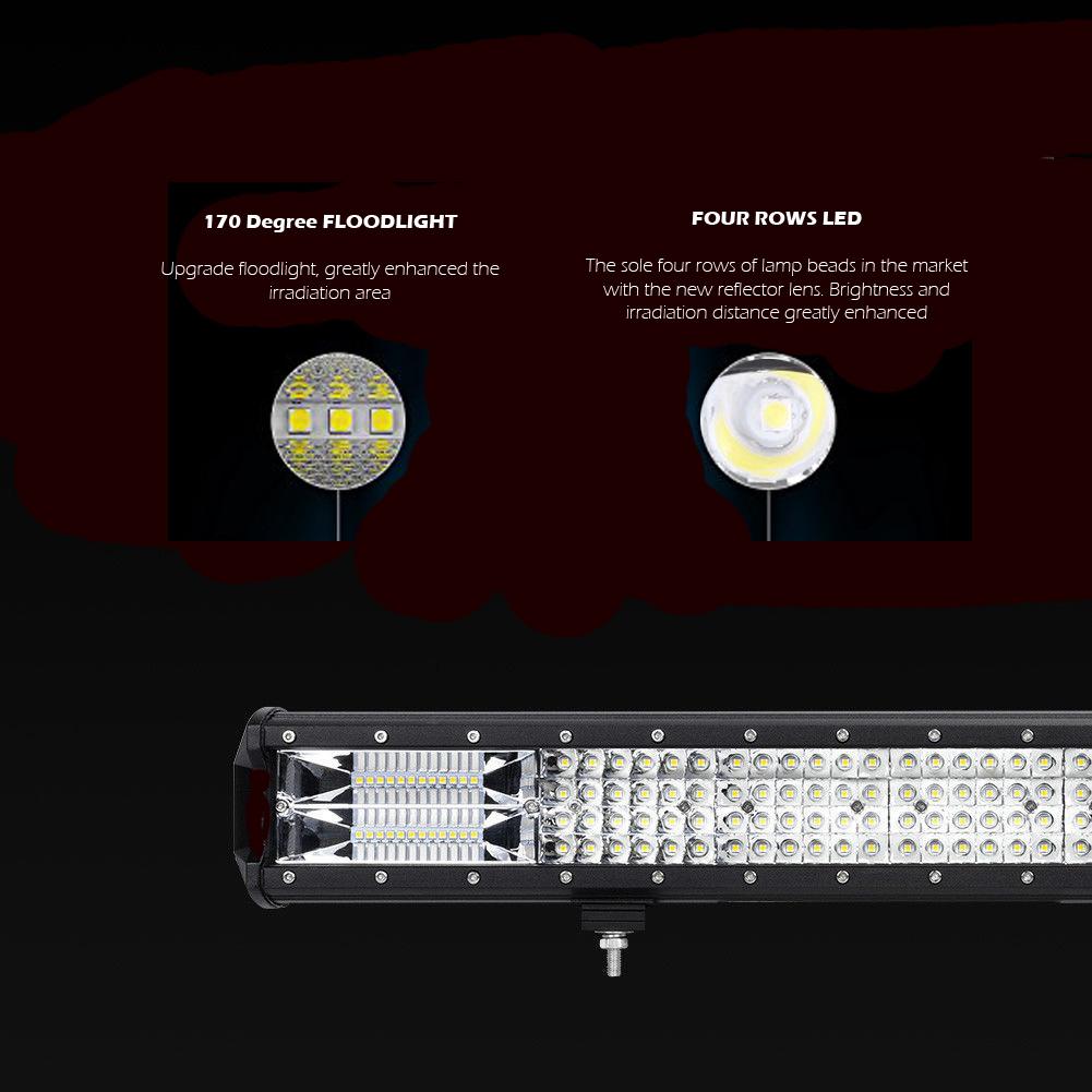 20 inch Philips LED Light Bar with quad row combo beam, showcasing durable construction and adjustable mounting brackets.