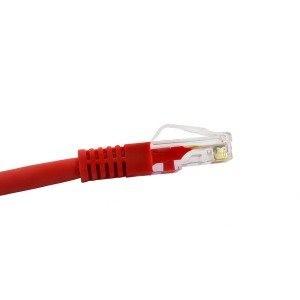 2.0m Cat 5e Gigabit Ethernet Network Patch Cable in red, featuring durable construction and gold-plated contacts for optimal performance.