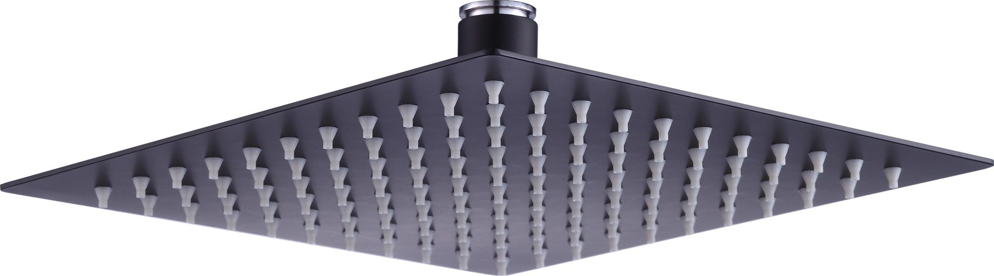 200mm square shower head in matte black finish, made of 304SS, showcasing a sleek and modern design.