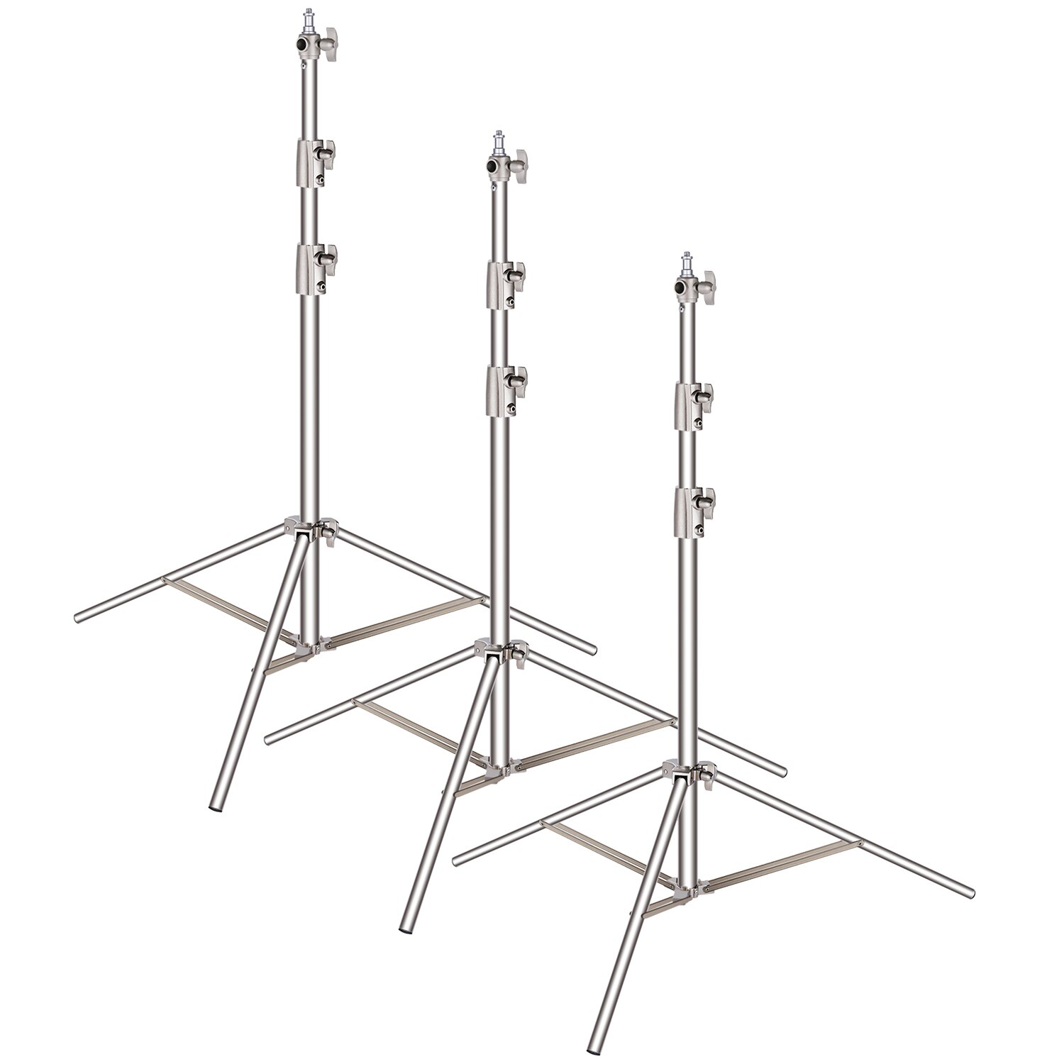 2/3 Pieces Light Stand Kit made of stainless steel, extending up to 260 cm, featuring a universal adapter for versatile lighting setups.