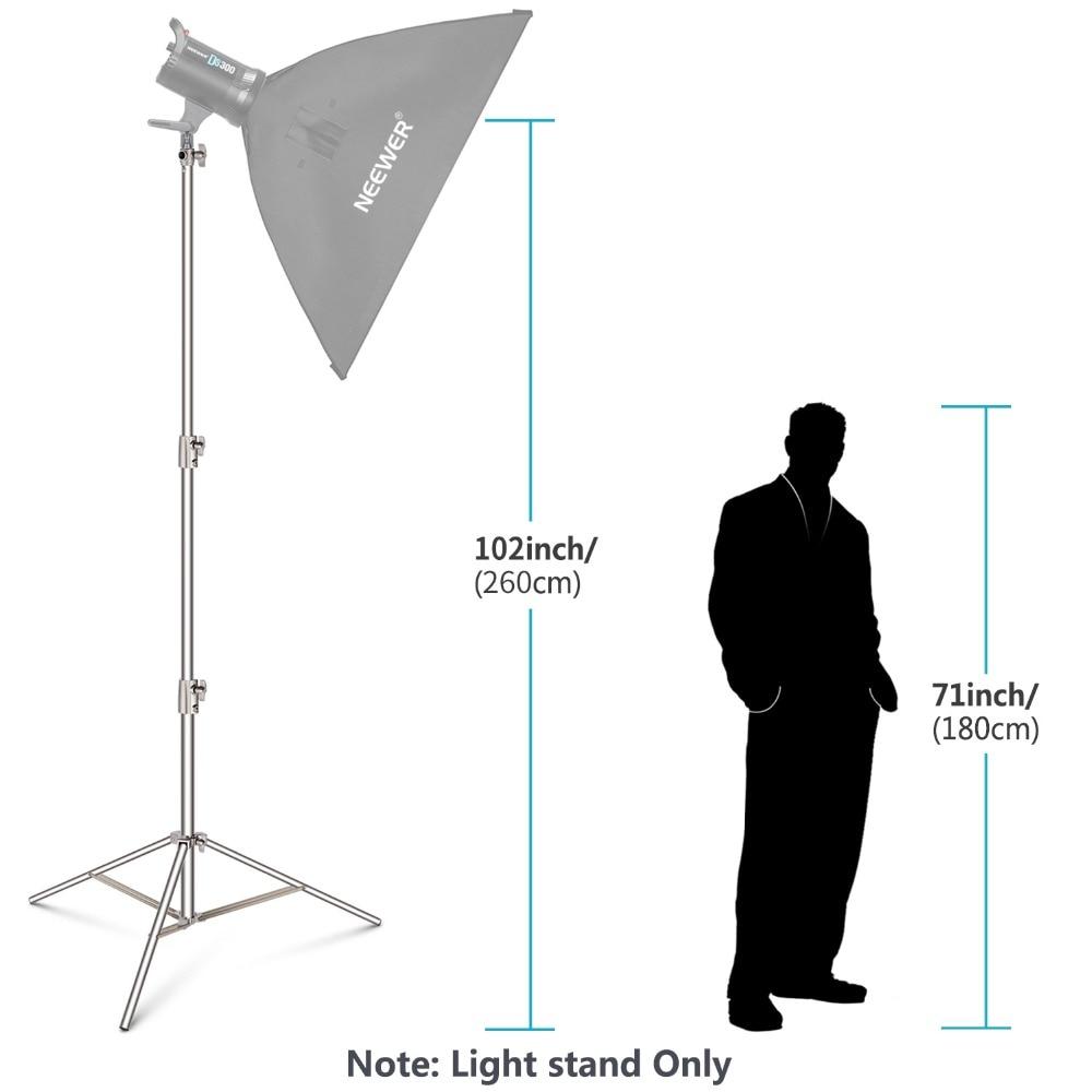 2/3 Pieces Light Stand Kit made of stainless steel, extending up to 260 cm, featuring a universal adapter for versatile lighting setups.