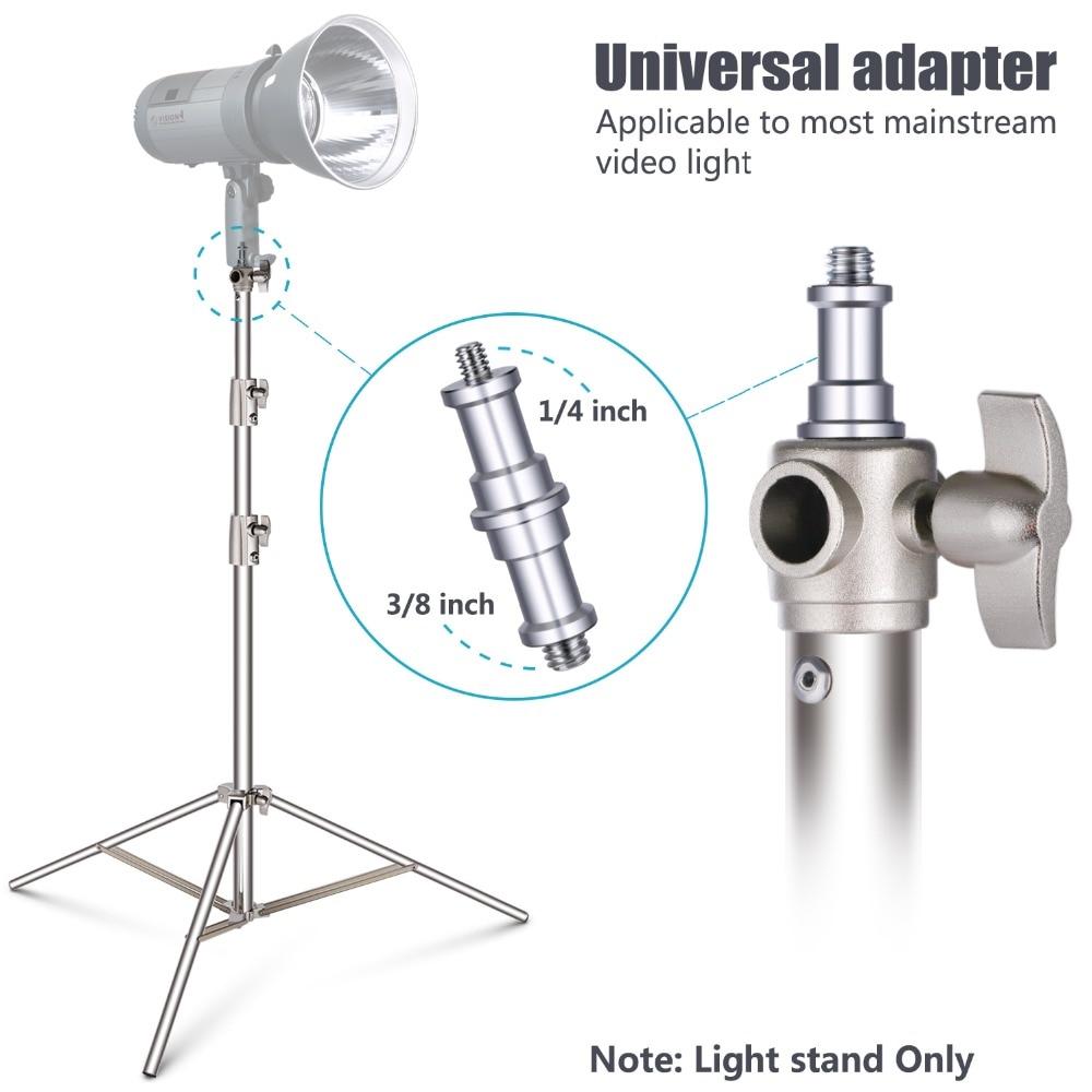 2/3 Pieces Light Stand Kit made of stainless steel, extending up to 260 cm, featuring a universal adapter for versatile lighting setups.