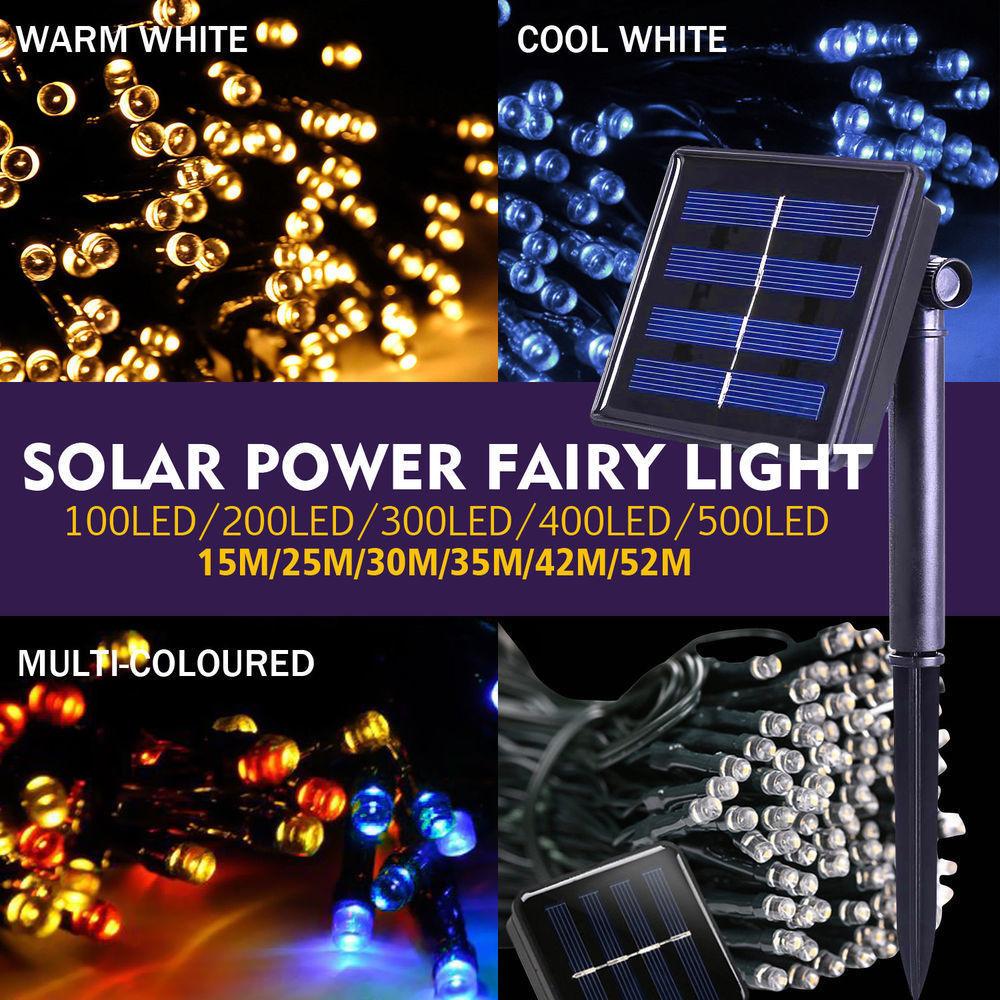 25M 200LED solar powered fairy lights, ideal for garden and Christmas decoration, showcasing bright LEDs on a string.