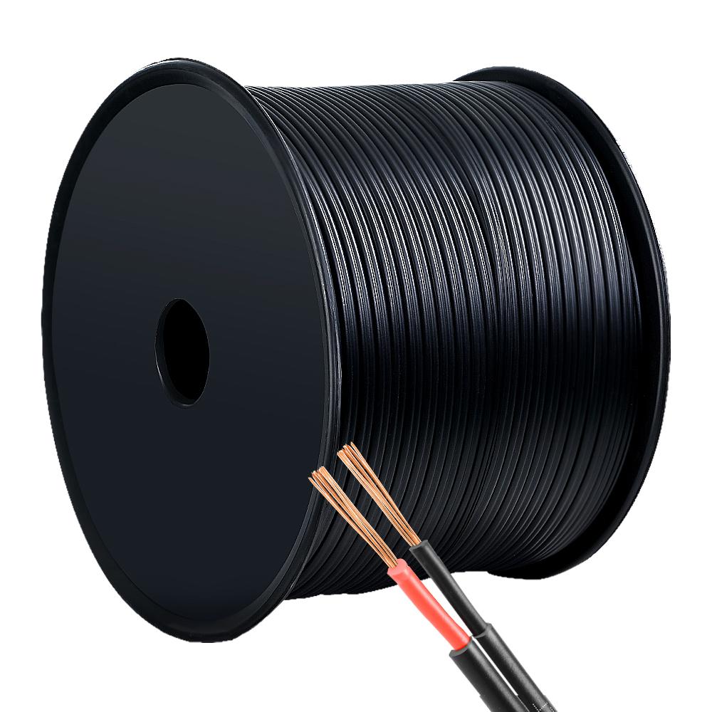 2.5MM Electrical Cable Twin Core Extension Wire on a spool, showcasing its black sheathing and durable design.