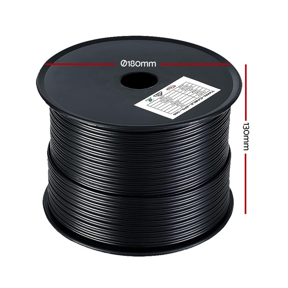 2.5MM Electrical Cable Twin Core Extension Wire on a spool, showcasing its black sheathing and durable design.