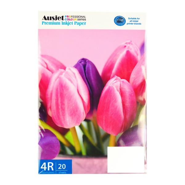 A stack of 20 sheets of 260gsm RC Glossy Photo Paper, showcasing its silky finish and vibrant color reproduction, ideal for inkjet printing.