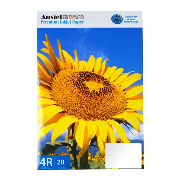 A stack of 20 sheets of 260gsm RC Soft Silky Photo Paper, showcasing its smooth texture and glossy finish, ideal for vibrant inkjet prints.