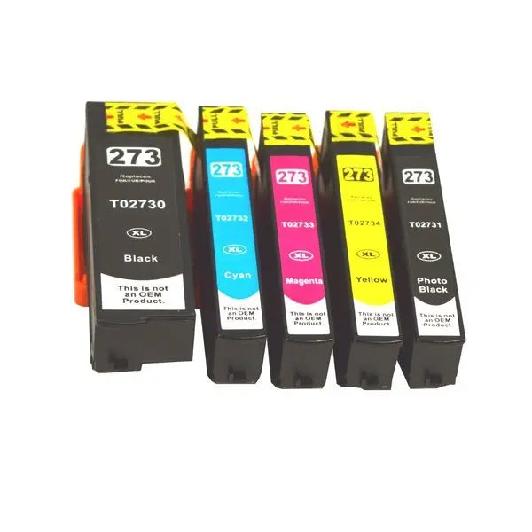 273XL Compatible Inkjet Set featuring five cartridges: Black, Cyan, Magenta, Yellow, and Photo Black, all in a boxed set.