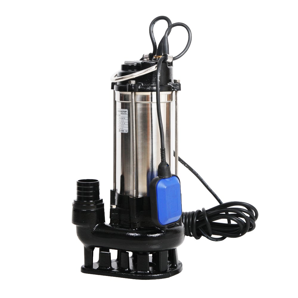 Giantz 2.7HP Submersible Dirty Water Pump with stainless steel body and heavy-duty handle, ideal for draining water.