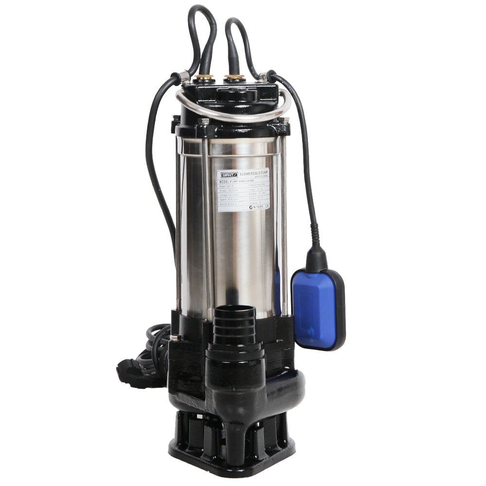 Giantz 2.7HP Submersible Dirty Water Pump with stainless steel body and heavy-duty handle, ideal for draining water.