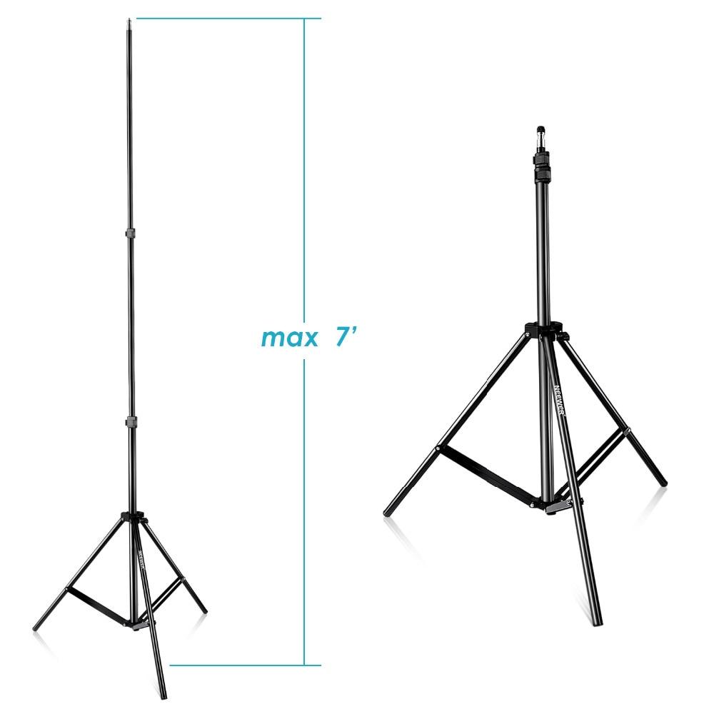 Adjustable Aluminum Alloy Light Stand extending from 28 to 83 inches, showcasing its sturdy design and included carrying case.