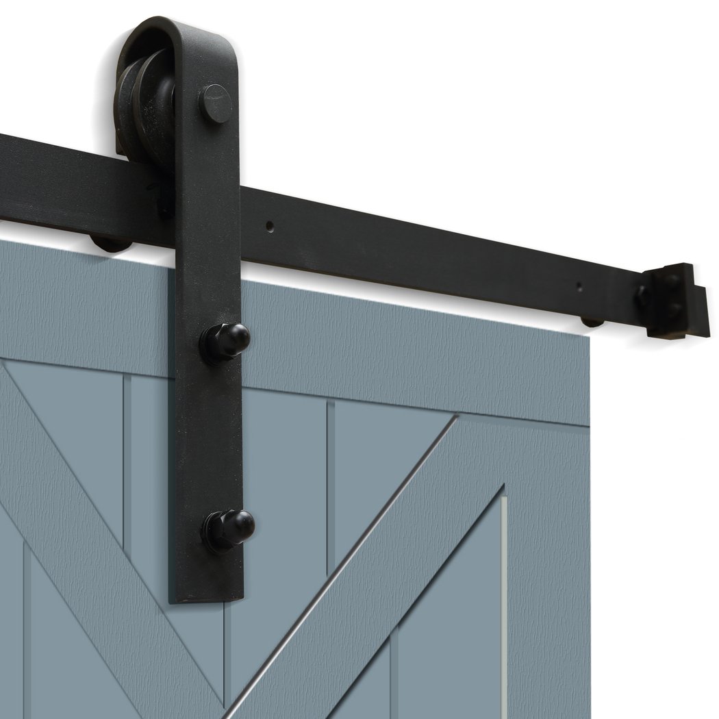 2M Antique Classic Style Double Sliding Barn Door Hardware Track featuring heavy-duty carbon steel construction and smooth nylon wheels.