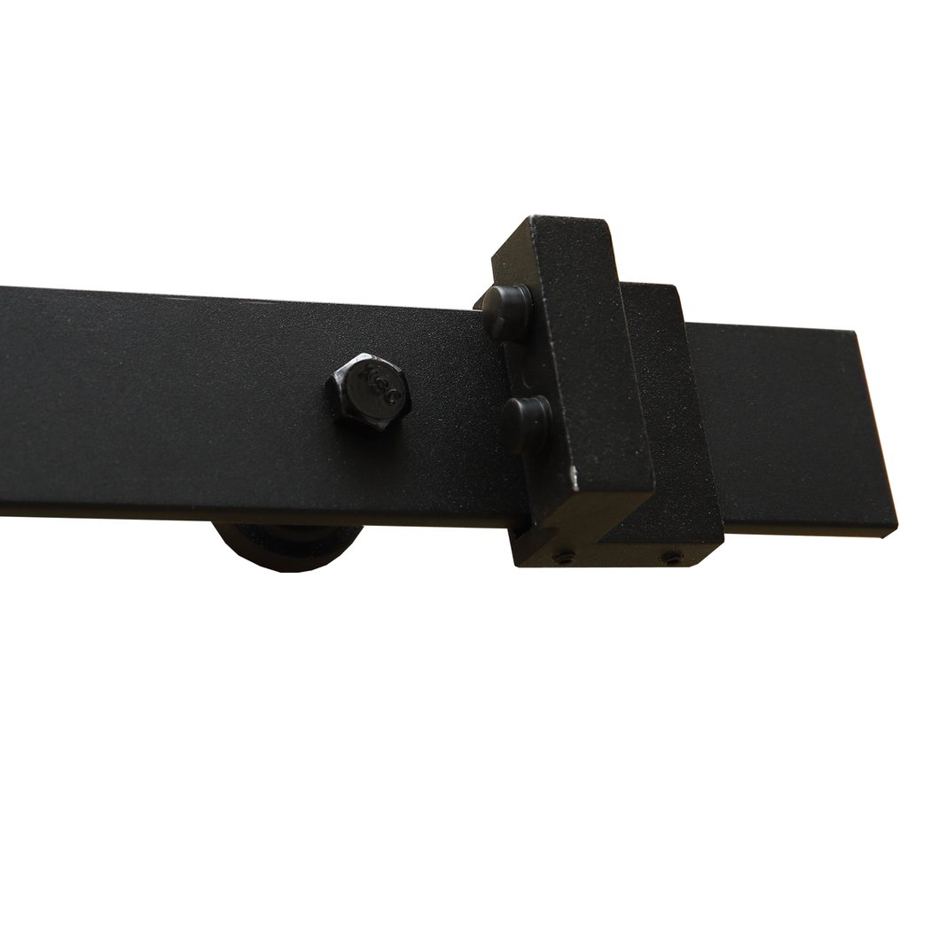 2M Antique Classic Style Double Sliding Barn Door Hardware Track featuring heavy-duty carbon steel construction and smooth nylon wheels.