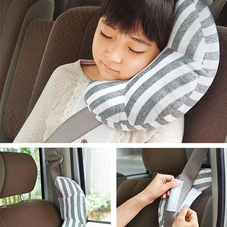 Two pieces of comfortable neck headrest for children, designed with memory foam and cotton cover, providing ergonomic support for car rides.