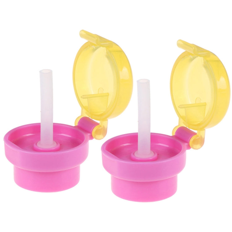 Two CJ07205 Baby Straw Lids in soft colors, designed for safe drinking for infants and toddlers, showcasing the soft suction mouth and hygienic features.